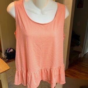 Lands’ End Coral Orange Tank Top Striped Medium
